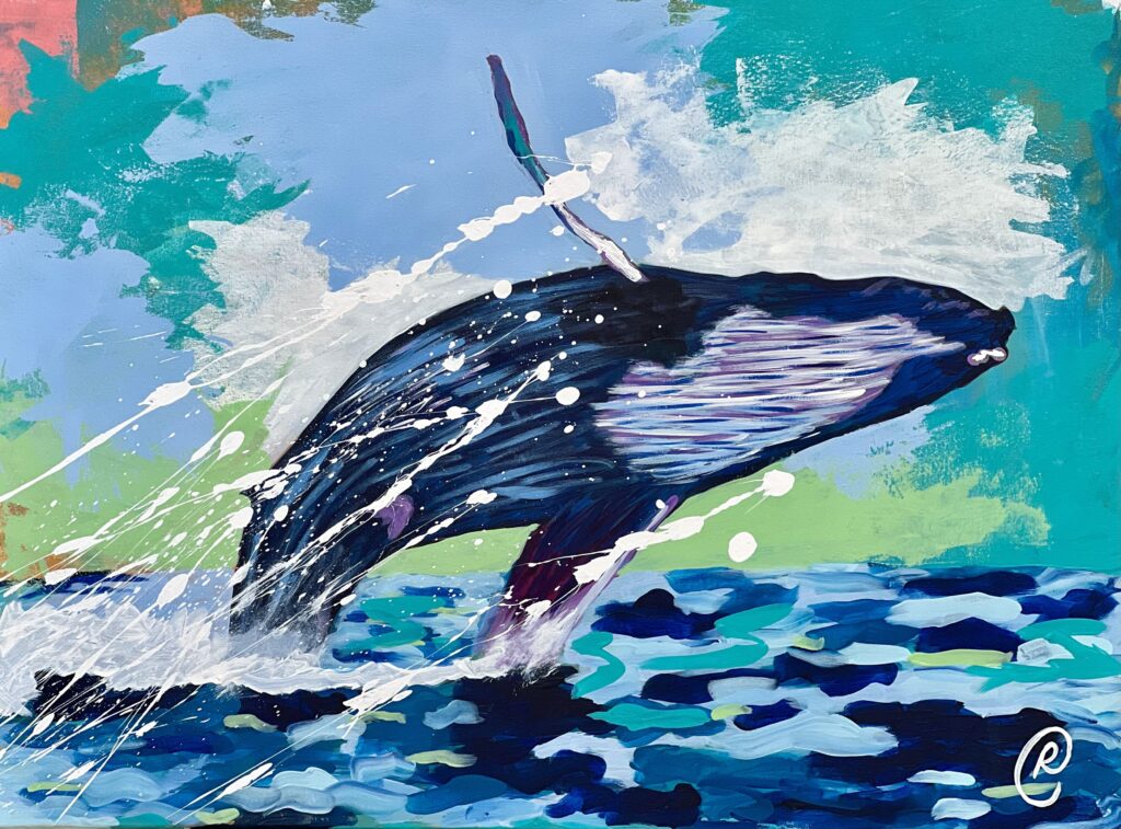 Oceanic Marvel — The Breaching Symphony — 24 in × 32 in by Rhea Cordice