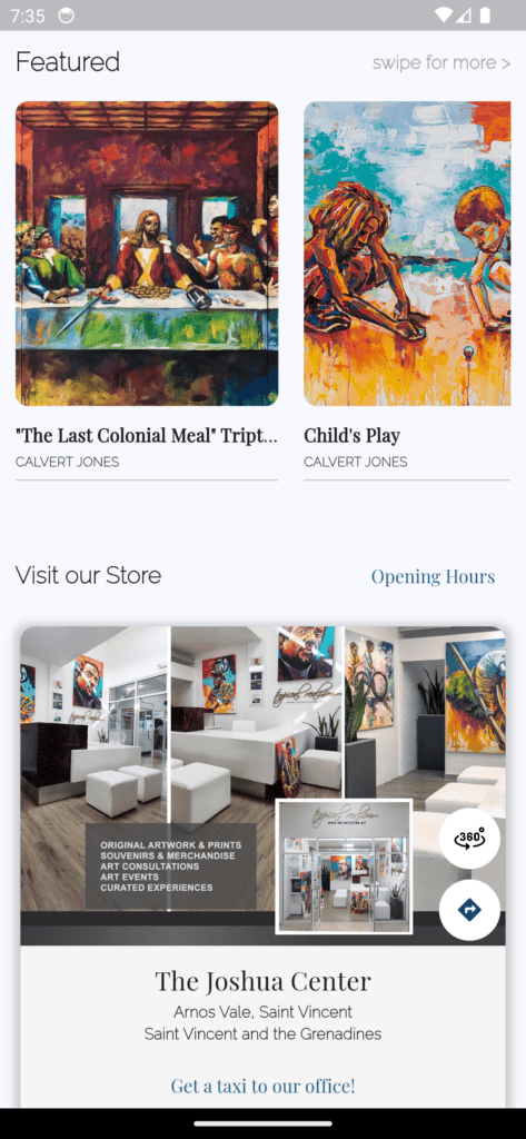 Tropical Realism mobile app interface screen