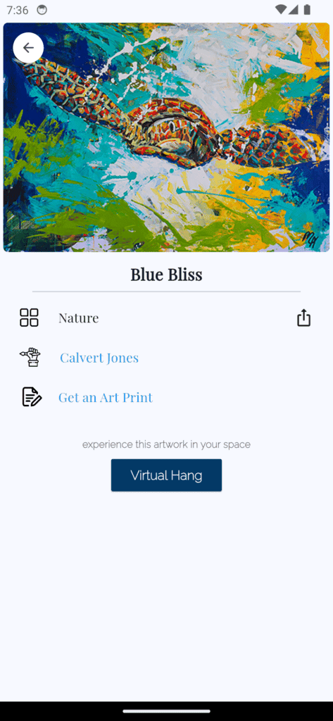 Tropical Realism mobile app interface screen
