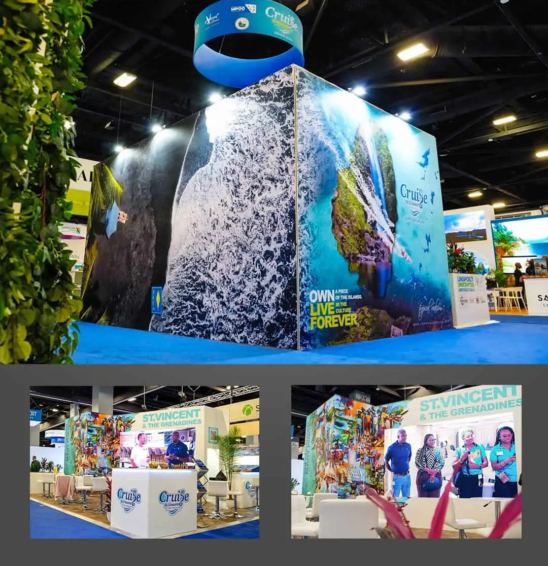 Tropical Realism trade-show booth visual identity and artwork display